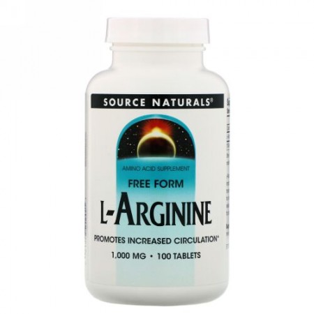 Source Naturals, L-アルギニン、フリーフォーム、1000 mg、100 錠