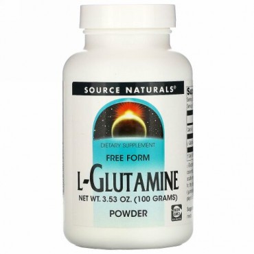 Source Naturals, L-グルタミン、 フリーフォームパウダー、 3.53 oz (100 g)