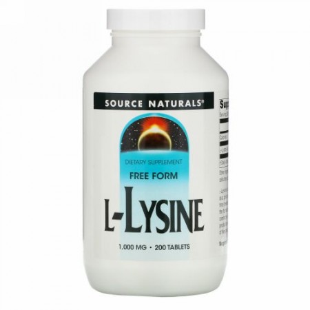 Source Naturals, L-リジン, 1,000 mg, 200錠