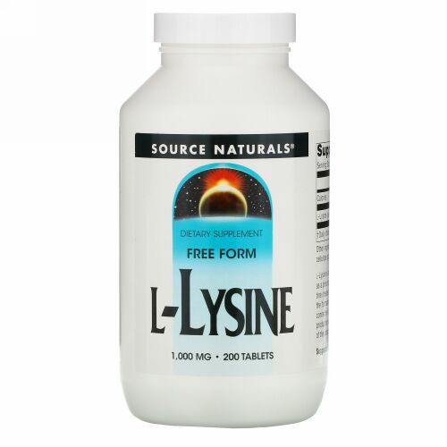 Source Naturals, L-リジン, 1,000 mg, 200錠