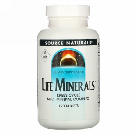 Source Naturals, ライフミネラル, 鉄分無し, 120錠