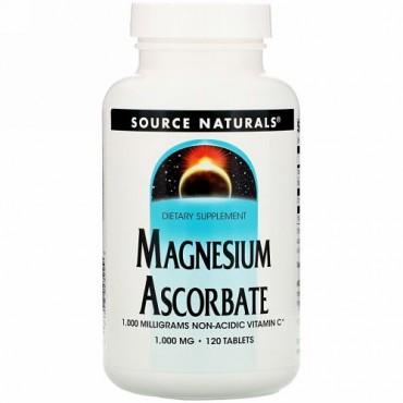 Source Naturals, マグネシウムアスコルビン酸、 1000 mg、 120錠