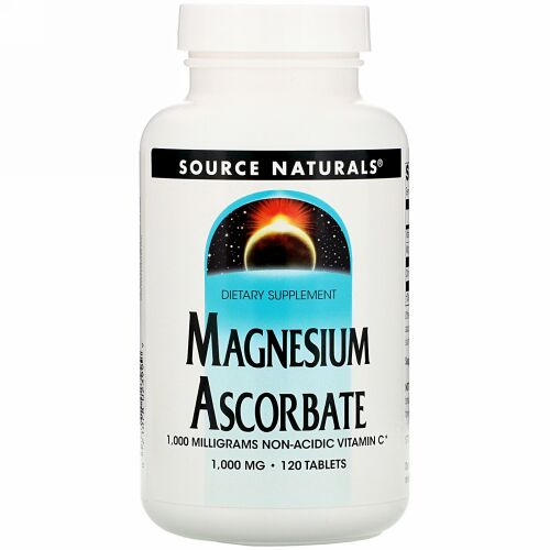 Source Naturals, マグネシウムアスコルビン酸、 1000 mg、 120錠