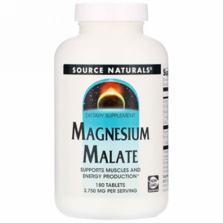 Source Naturals, リンゴ酸マグネシウム、3,750mg、180錠