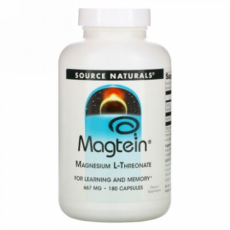Source Naturals, マグテイン、マグネシウム　L-スレオネイト、667 mg、180カプセル