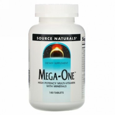 Source Naturals, メガワン、高力価マルチビタミン（ミネラル配合）、180錠