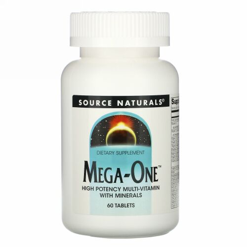 Source Naturals, メガ-ワン、 強力マルチビタミンミネラル入り、 60タブレット