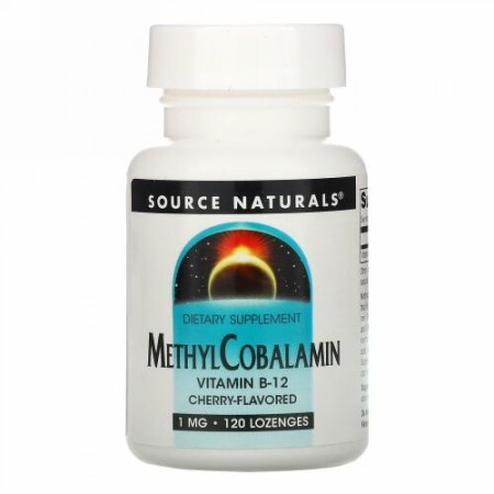 Source Naturals, メチルコバラミン、チェリー風味、1 mg、120バイオリンガルドロップ錠