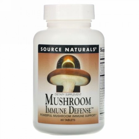 Source Naturals, キノコによる免疫防御、16-キノコ複合体、60錠剤