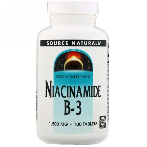 Source Naturals, ナイアシンアミドB-3、1,500mg、100粒