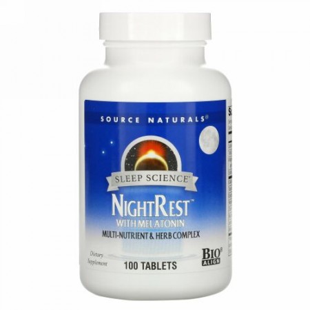 Source Naturals, メラトニン配合NightRest（ナイトレスト）、100粒