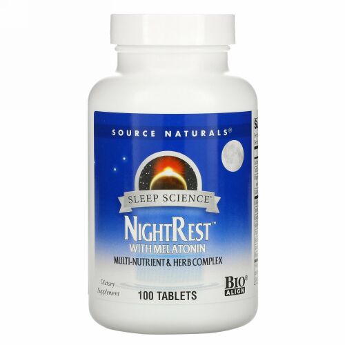 Source Naturals, メラトニン配合NightRest（ナイトレスト）、100粒