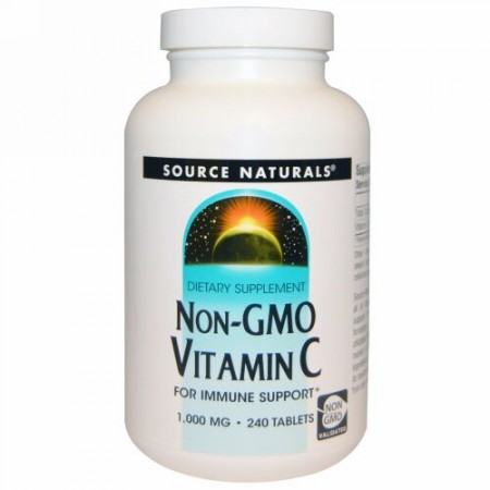 Source Naturals, 非遺伝子組換えビタミンC、 1000 mg、 240 タブレット