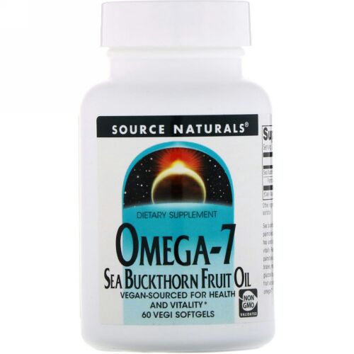 Source Naturals, オメガ7脂肪酸、シーバックソーン果実オイル、野菜ソフトカプセル60粒