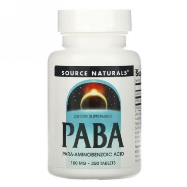 Source Naturals, PABA、 100 mg、 250タブレット