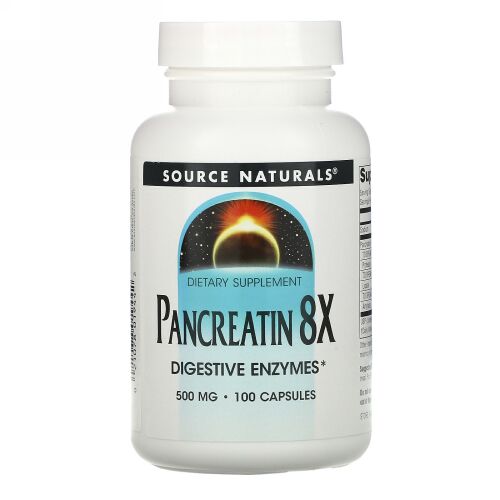 Source Naturals, パンクレアチン8X、500 mg、100カプセル