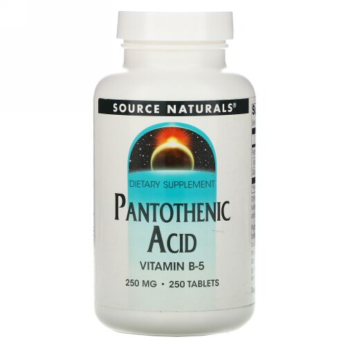 Source Naturals, パントテン酸、 ビタミン B-5、 250 mg、 250タブレット