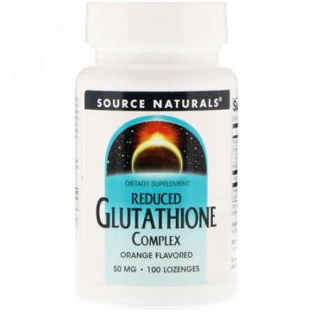Source Naturals, リデュースト グルタチオン コンプレックス、オレンジ風味、50mg、100錠