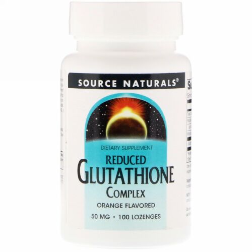 Source Naturals, リデュースト グルタチオン コンプレックス、オレンジ風味、50mg、100錠