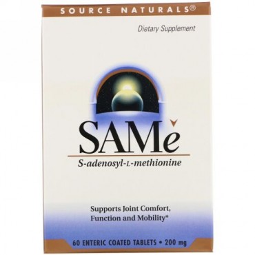 Source Naturals, SAMe、200mg、腸溶性コーティングタブレット60粒