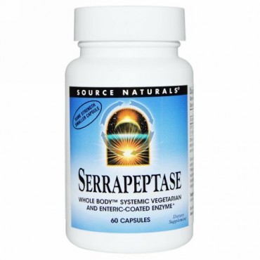 Source Naturals, セラペプターゼ（Serrapeptase）, 60カプセル