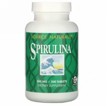 Source Naturals, スピルリナ、500mg、200粒
