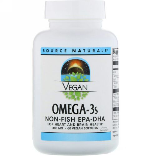 Source Naturals, ヴィーガン・オメガ-3S、EPA-DHA、300 mg、ヴィーガンソフトジェル60個
