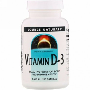 Source Naturals, ビタミンD-3、2,000 IU、カプセル240錠
