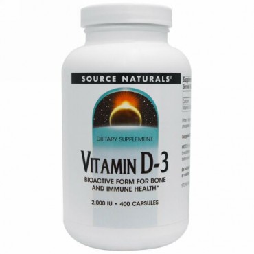 Source Naturals, ビタミンD-3、 2000 IU、 400 カプセル (Discontinued Item)