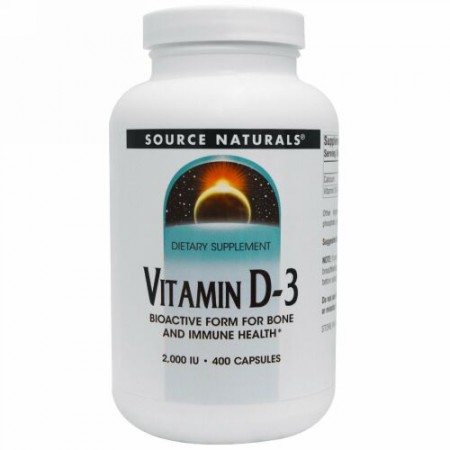 Source Naturals, ビタミンD-3、 2000 IU、 400 カプセル (Discontinued Item)