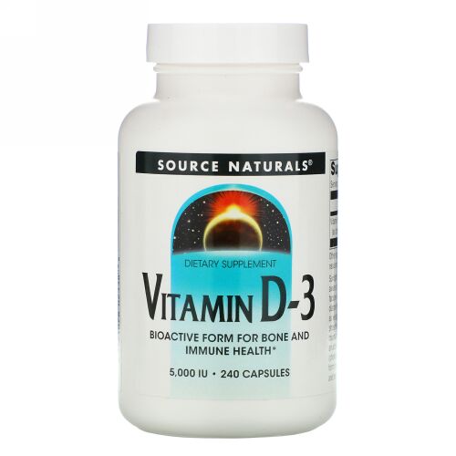 Source Naturals, ビタミン D-3、5,000 IU、240 錠