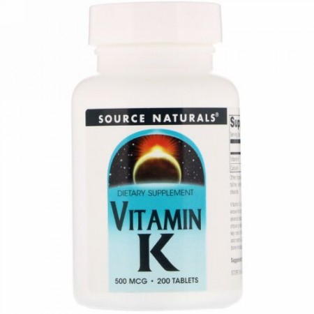 Source Naturals, ビタミンK、500mcg、200錠
