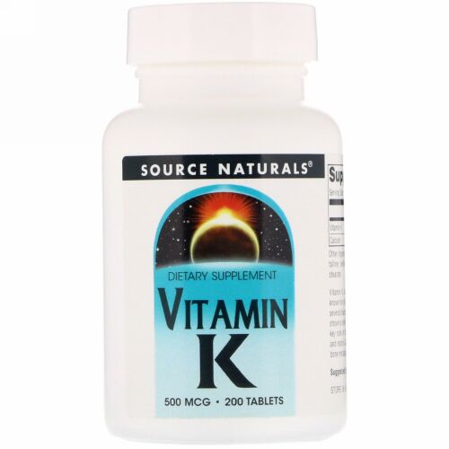 Source Naturals, ビタミンK、500mcg、200錠