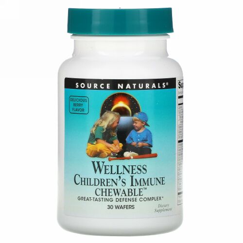 Source Naturals, ウェルネス、子ども用免疫強化チュアブル、美味しいベリー味、30 枚