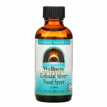 Source Naturals, ウェルネス、コロイダルシルバーネイザルスプレー、10 PPM、2 fl oz (59.14 ml)