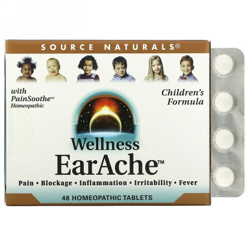Source Naturals, ウェルネス、イヤーエイク（耳の痛みに）、ホメオパシー剤 48 錠