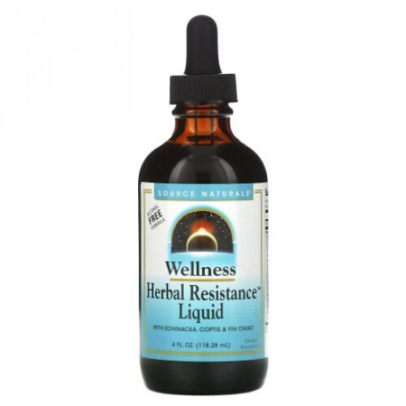 Source Naturals, Wellness, Herbal Resistance Liquid with Echinacea, Coptis & Yin Chiao, Alcohol Free, 4 fl oz (118.28 ml)