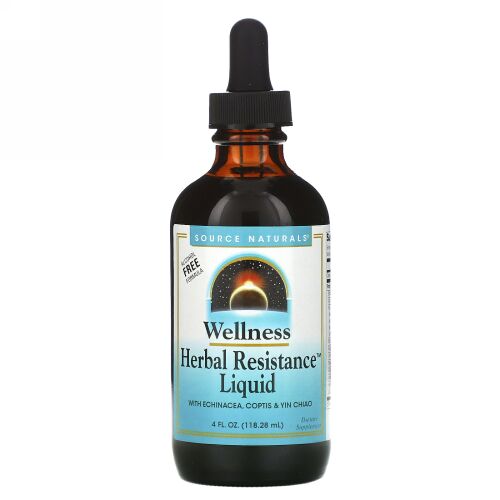 Source Naturals, Wellness, Herbal Resistance Liquid with Echinacea, Coptis & Yin Chiao, Alcohol Free, 4 fl oz (118.28 ml)