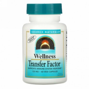 Source Naturals, Wellness Transfer Factor（ウェルネストランスファーファクター）、125mg、ベジカプセル60粒