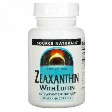 Source Naturals, ルテイン配合ゼアキサンチン、10 mg、60粒