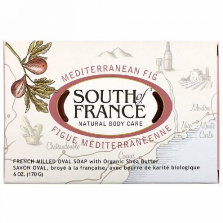 South of France, Mediterranean Fig, French Milled Soap with Organic Shea Butter, 6 oz (170 g) (Discontinued Item)