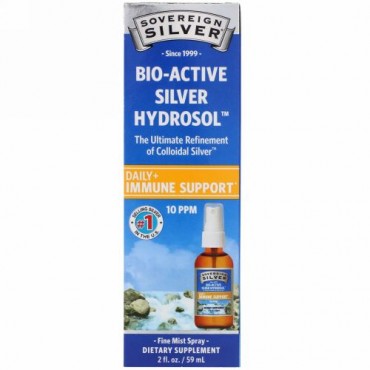 Sovereign Silver, Bio-Active Silver Hydrosol（バイオアクティブシルバーハイドロソル）、微細ミストスプレー、10ppm、59ml（2液量オンス）
