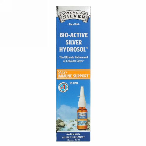 Sovereign Silver, Bio-Active Silver Hydrosol（バイオアクティブシルバーハイドロソル）、垂直スプレー、10PPM、29ml（1液量オンス）