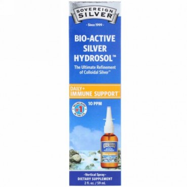 Sovereign Silver, Bio-Active Silver Hydrosol（バイオアクティブシルバーハイドロソル）、垂直スプレー、10ppm、59ml（2液量オンス）