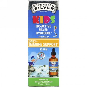 Sovereign Silver, Bio-Active Silver Hydrosol, For Kids, Daily Immune Support Drops, 10PPM, 4 fl oz (118 ml)