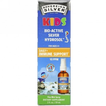Sovereign Silver, Bio-Active Silver Hydrosol, For Kids, Daily Immune Support Spray, 10PPM, 2 fl oz (59 ml)