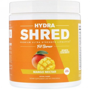 Sparta Nutrition, ハイドラシュレッド、プレミアムウルトラストレングス脂肪分解ファットバーナー、マンゴーネクター、9.52 oz (270 g) (Discontinued Item)