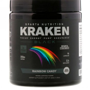 Sparta Nutrition, クラッケンブラック、レインボーキャンディー、11.29 oz (320 g) (Discontinued Item)
