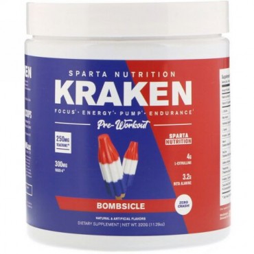 Sparta Nutrition, Kraken Pre-Workout, Bombsicle, 11.29 oz (320 g) (Discontinued Item)