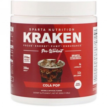 Sparta Nutrition, クラーケン、プレワークアウト、コーラポップ、11.29オンス (320 g) (Discontinued Item)